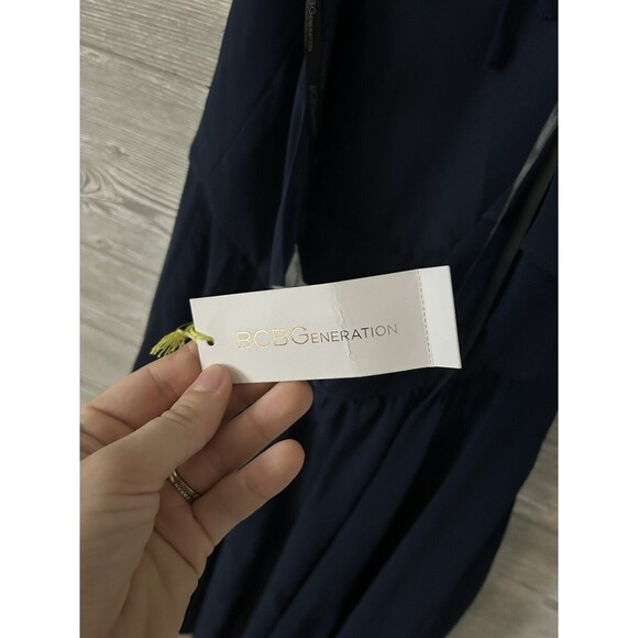 BCBGeneration Navy Blue Ruffle Mini Dress Size 2 Zip‎ Halter Sleeveless - Picture 3 of 9